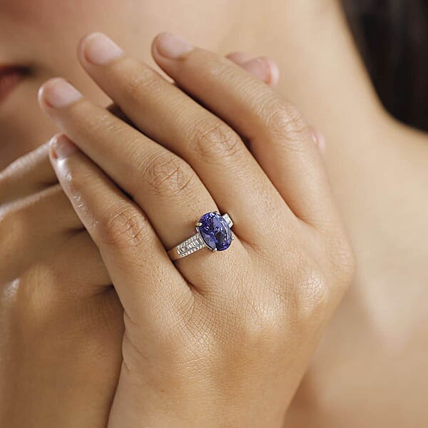 Certified & Appraised Rhapsody AAAA Tanzanite And E-F VS2 Diamond 4.35 Ctw Statement Ring In 950 Platinum 6.10 Grams