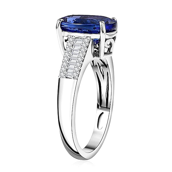 Certified & Appraised Rhapsody AAAA Tanzanite And E-F VS2 Diamond 4.35 Ctw Statement Ring In 950 Platinum 6.10 Grams