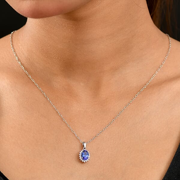 Certified & Appraised Rhapsody AAAA Tanzanite And E-F VS Diamond 1.76 Ctw Sunburst Pendant Necklace In 950 Platinum 20 Inches (Del. In 10-15 Days)