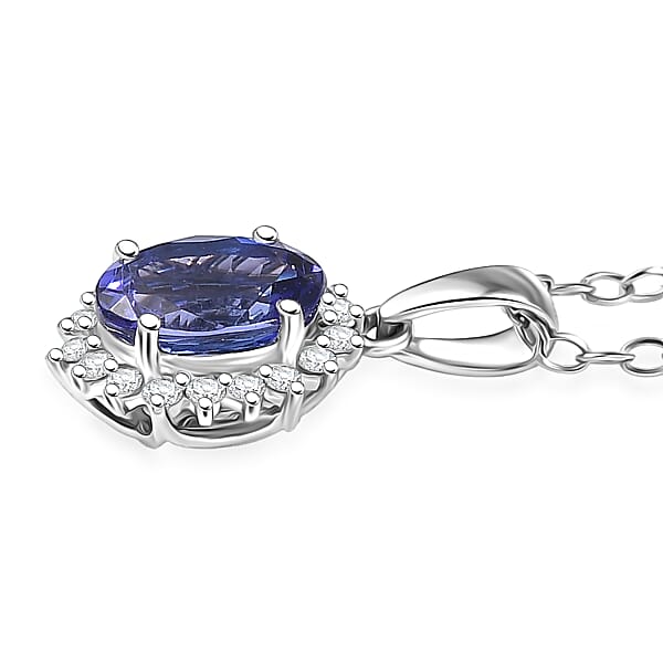 Certified & Appraised Rhapsody AAAA Tanzanite And E-F VS Diamond 1.76 Ctw Sunburst Pendant Necklace In 950 Platinum 20 Inches (Del. In 10-15 Days)