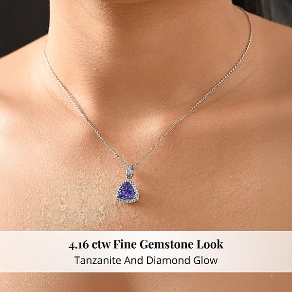 Certified & Appraised Rhapsody AAAA Tanzanite And E-F VS Diamond 4.16 Ctw Pendant Necklace In 950 Platinum (20 Inches) (Del. In 10-15 Days)