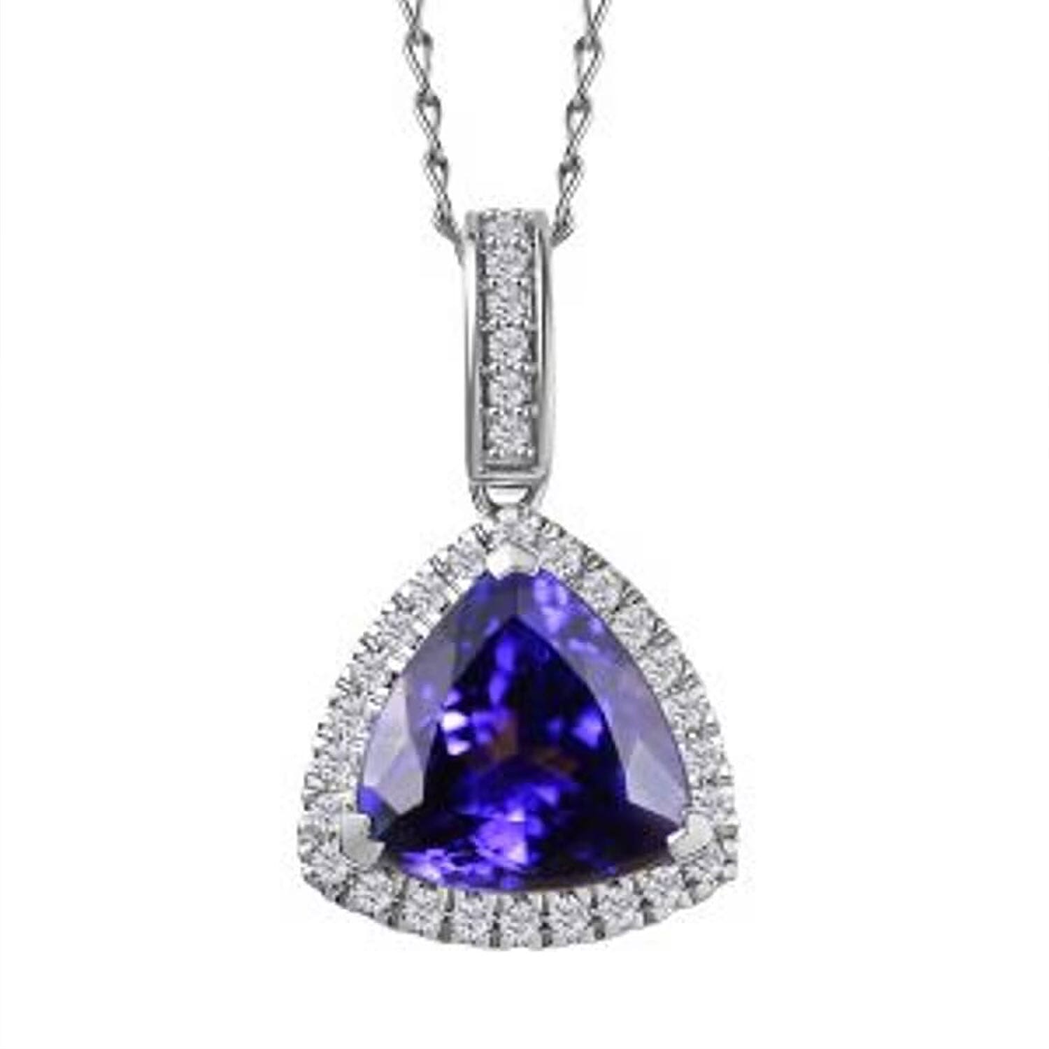 Certified & Appraised Rhapsody AAAA Tanzanite and E-F VS Diamond 4.16 ctw Pendant Necklace in 950 Platinum (20 Inches) (Del. in 10-15 Days)