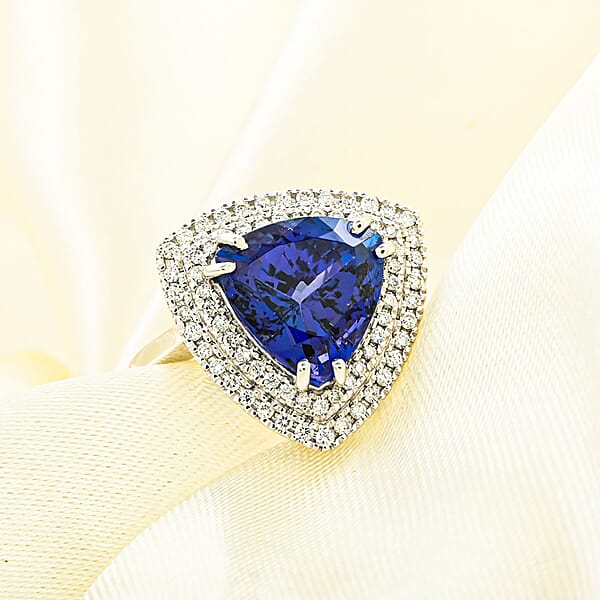 Certified & Appraised Rhapsody AAAA Tanzanite And E-F VS Diamond 4.00 Ctw Ring In 950 Platinum 7.30 Grams