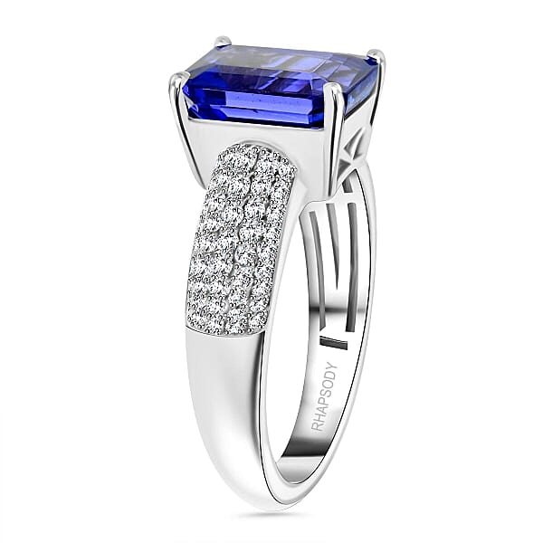 Certified & Appraised Rhapsody AAAA Tanzanite And E-F VS Diamond 4.70 Ctw Ring In 950 Platinum 7.70 Grams