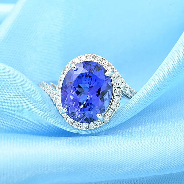 Certified & Appraised Rhapsody AAAA Tanzanite And E-F VS Diamond 4.30 Ctw Ring In 950 Platinum 6.50 Grams