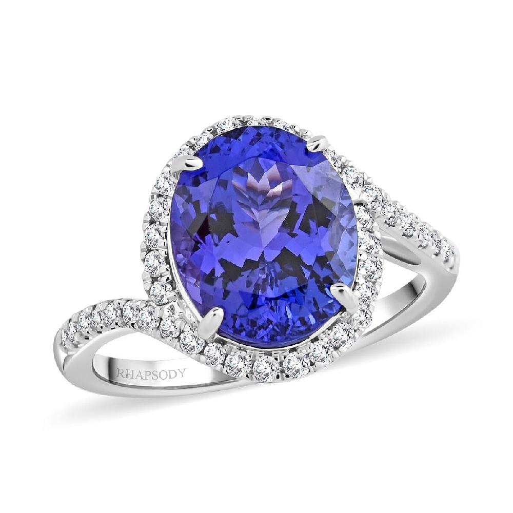 Certified & Appraised Rhapsody AAAA Tanzanite and E-F VS Diamond 4.30 ctw Ring in 950 Platinum 6.50 Grams
