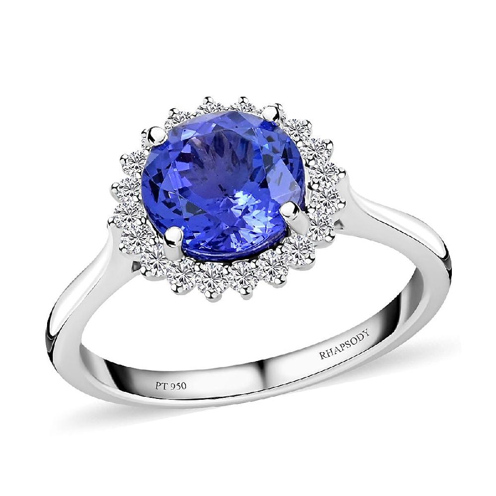 Certified & Appraised Rhapsody AAAA Tanzanite and E-F VS Diamond 3.50 ctw Ring in 950 Platinum 6 Grams