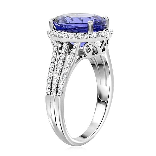 Certified & Appraised Rhapsody AAAA Tanzanite And E-F VS Diamond 4.75 Ctw Ring In 950 Platinum 6.32 Grams