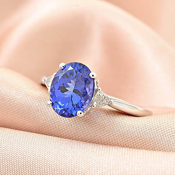 Certified & Appraised Rhapsody AAAA Tanzanite And E-F VS Diamond 2.75 Ctw Ring In 950 Platinum 5.20 Grams