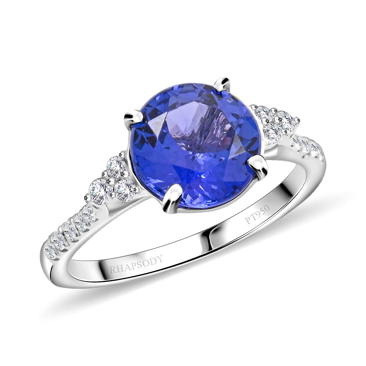 Certified & Appraised Rhapsody AAAA Tanzanite and E-F VS Diamond 2.80 ctw Ring in 950 Platinum 4 Grams