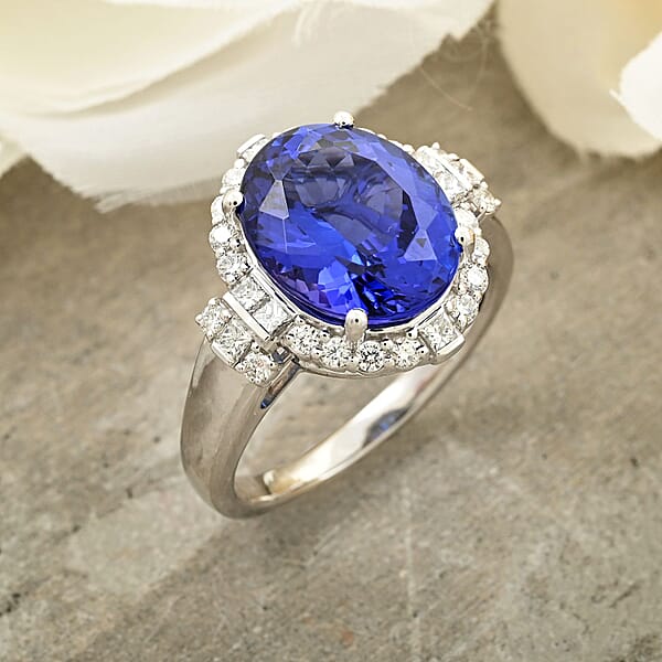Certified & Appraised Rhapsody AAAA Tanzanite And E-F VS Diamond 7.25 Ctw Ring In 950 Platinum 10 Grams