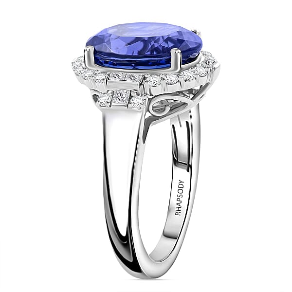 Certified & Appraised Rhapsody AAAA Tanzanite And E-F VS Diamond 7.25 Ctw Ring In 950 Platinum 10 Grams