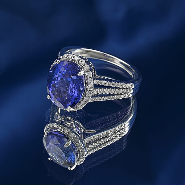 Certified & Appraised Rhapsody AAAA Tanzanite And E-F VS Diamond 4.75 Ctw Ring In 950 Platinum 6.32 Grams