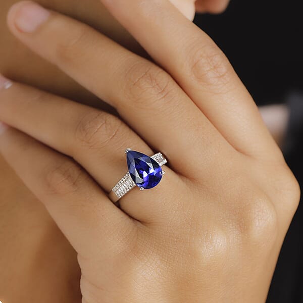 Certified & Appraised Rhapsody AAAA Tanzanite And E-F VS2 Diamond 4.12 Ctw Statement Ring In 950 Platinum 6.15 Grams