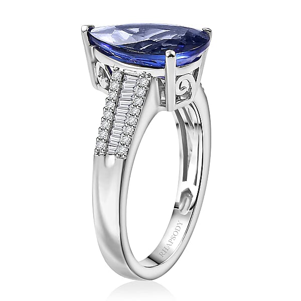 Certified & Appraised Rhapsody AAAA Tanzanite And E-F VS2 Diamond 4.12 Ctw Statement Ring In 950 Platinum 6.15 Grams