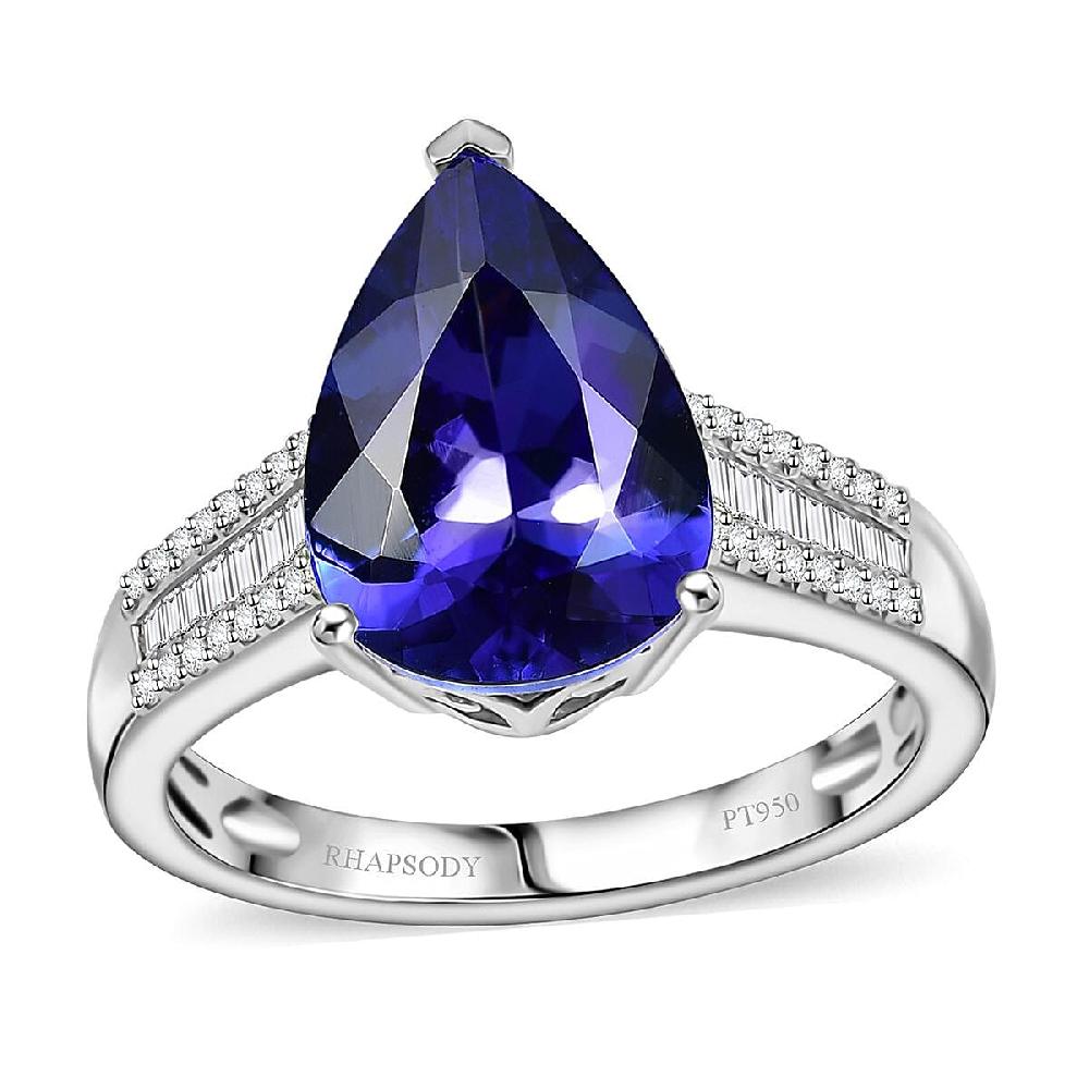 Certified & Appraised Rhapsody AAAA Tanzanite and E-F VS2 Diamond 4.12 ctw Statement Ring in 950 Platinum 6.15 Grams