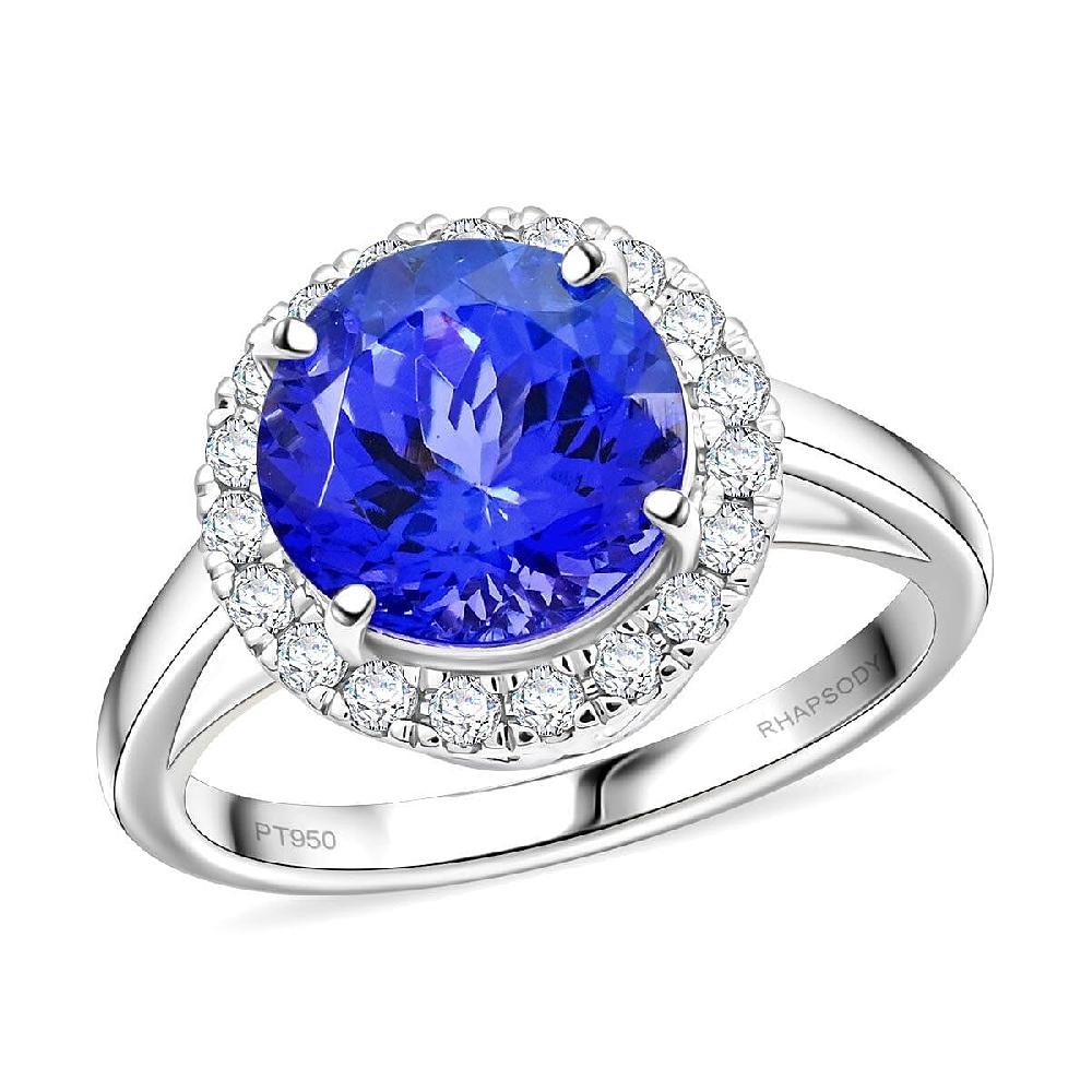 Certified & Appraised Rhapsody AAAA Tanzanite and E-F VS Diamond 3.00 ctw Ring in 950 Platinum 6.20 Grams