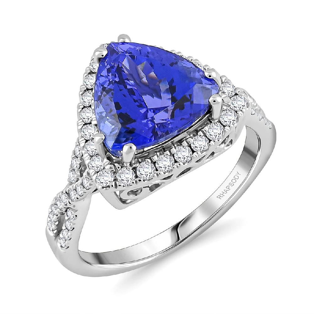 Certified & Appraised Rhapsody AAAA Tanzanite and E-F VS Diamond 4.50 ctw Ring in 950 Platinum 7.35 Grams