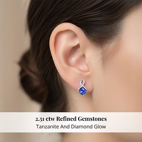 Certified & Appraised Rhapsody AAAA Tanzanite And E-F VS Diamond 2.51 Ctw Earrings In 950 Platinum