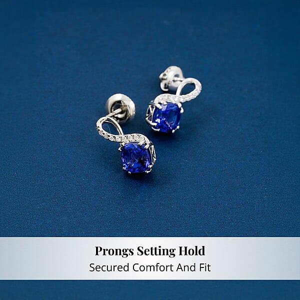 Certified & Appraised Rhapsody AAAA Tanzanite And E-F VS Diamond 2.51 Ctw Earrings In 950 Platinum
