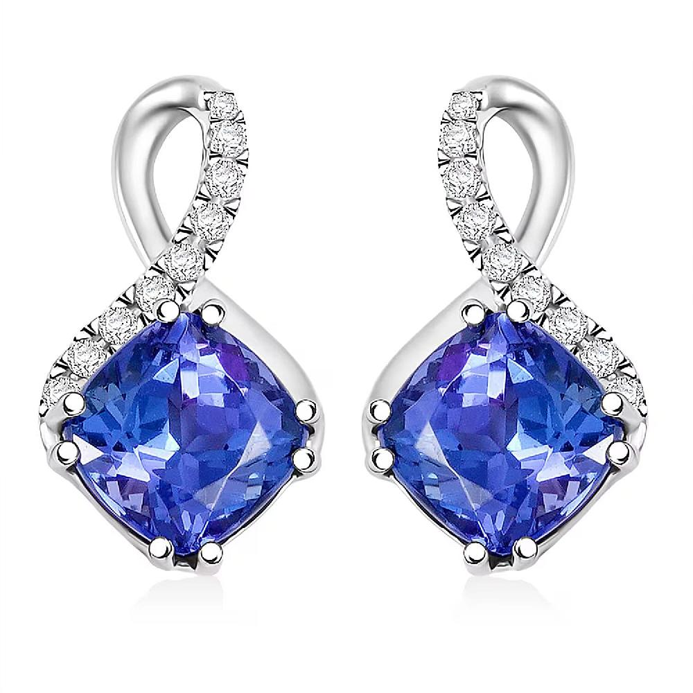 Certified & Appraised Rhapsody AAAA Tanzanite and E-F VS Diamond 2.51 ctw Earrings in 950 Platinum