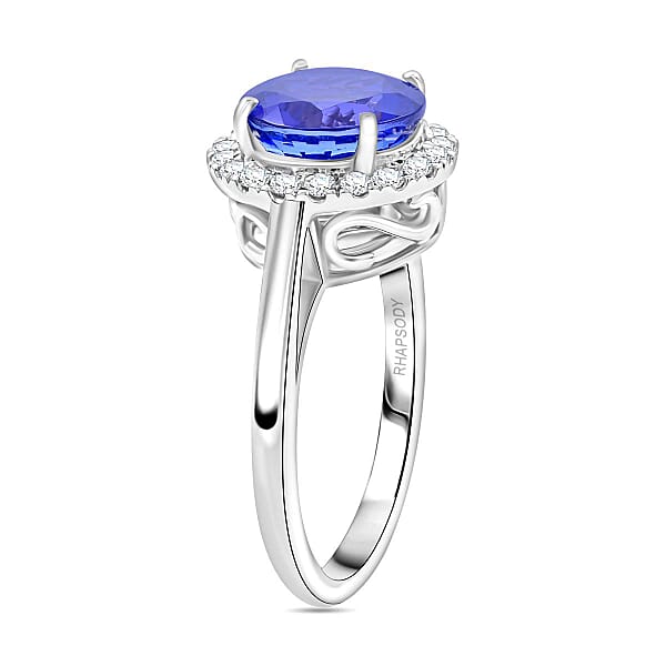 Certified & Appraised Rhapsody AAAA Tanzanite And E-F VS Diamond 3.00 Ctw Ring In 950 Platinum 6.20 Grams
