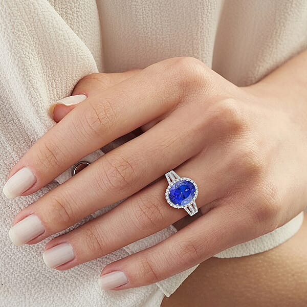 Certified & Appraised Rhapsody AAAA Tanzanite And E-F VS Diamond 4.75 Ctw Ring In 950 Platinum 6.32 Grams
