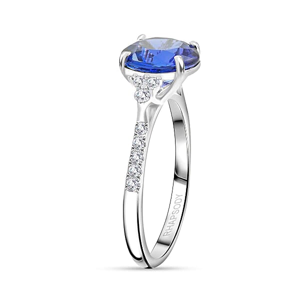 Certified & Appraised Rhapsody AAAA Tanzanite And E-F VS Diamond 2.80 Ctw Ring In 950 Platinum 4 Grams