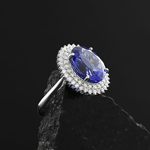 Certified & Appraised Rhapsody AAAA Tanzanite And E-F VS Diamond 5.50 Ctw Ring In 950 Platinum 7.10 Grams