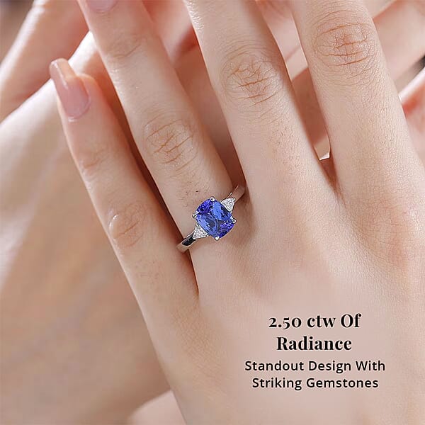 Certified & Appraised Rhapsody AAAA Tanzanite And E-F VS2 Diamond 2.50 Ctw Ring In 950 Platinum 6.10 Grams