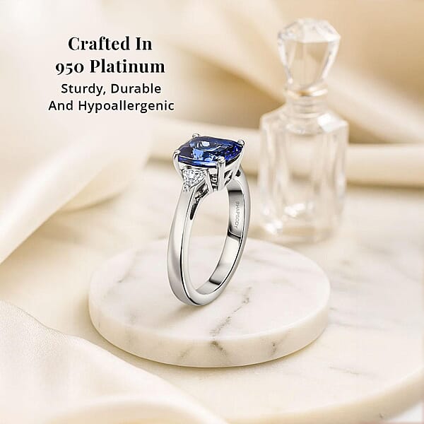 Certified & Appraised Rhapsody AAAA Tanzanite And E-F VS2 Diamond 2.50 Ctw Ring In 950 Platinum 6.10 Grams