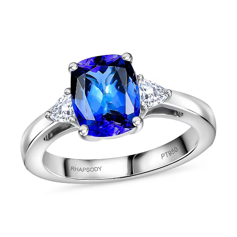 Certified & Appraised Rhapsody AAAA Tanzanite and E-F VS2 Diamond 2.50 ctw Ring in 950 Platinum 6.10 Grams