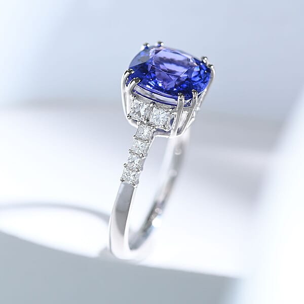 Certified & Appraised Rhapsody AAAA Tanzanite And E-F VS Diamond 4.00 Ctw Ring In 950 Platinum 5 Grams