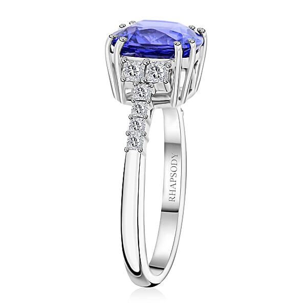 Certified & Appraised Rhapsody AAAA Tanzanite And E-F VS Diamond 4.00 Ctw Ring In 950 Platinum 5 Grams