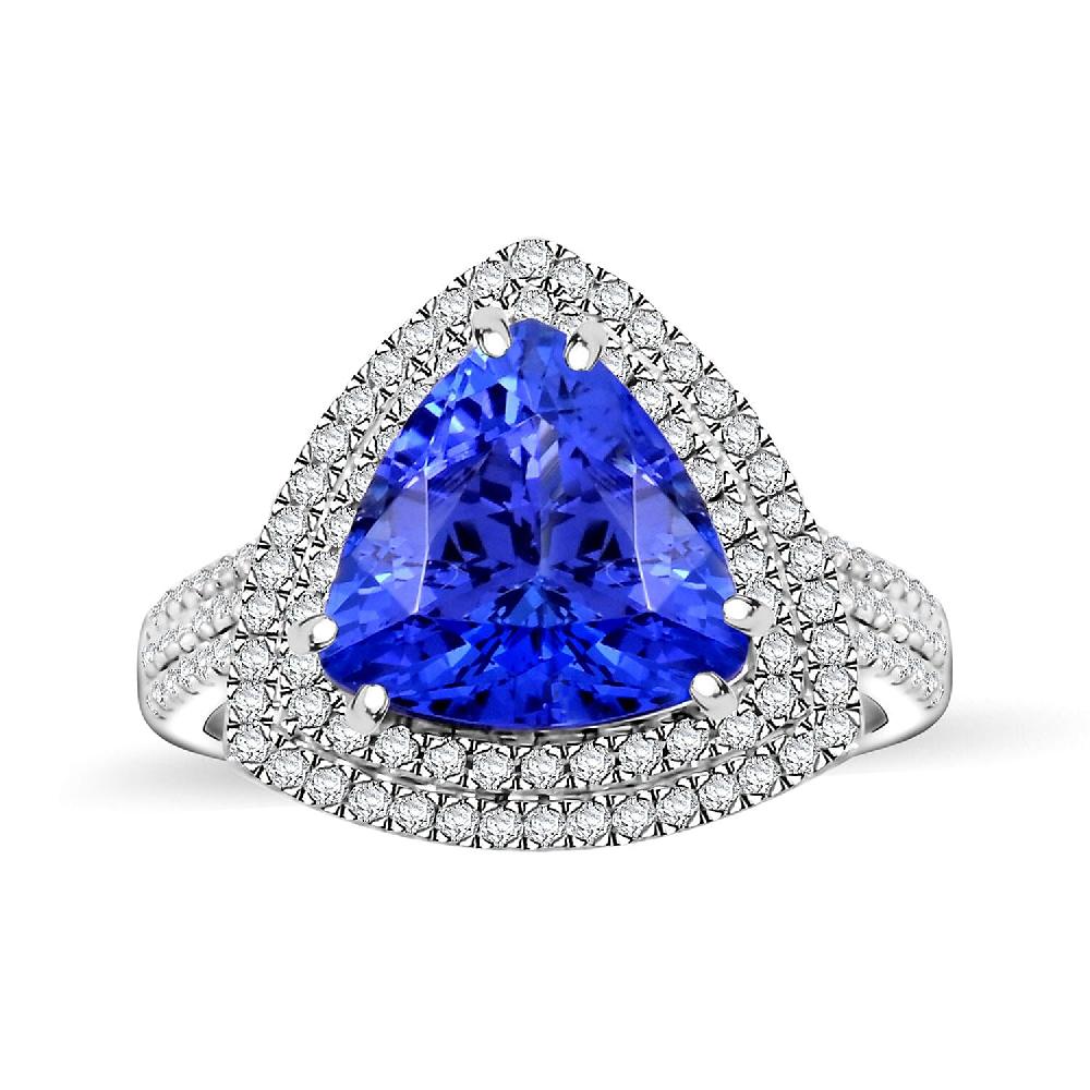 Certified & Appraised Rhapsody AAAA Tanzanite and E-F VS Diamond 4.10 ctw Ring in 950 Platinum 7.45 Grams