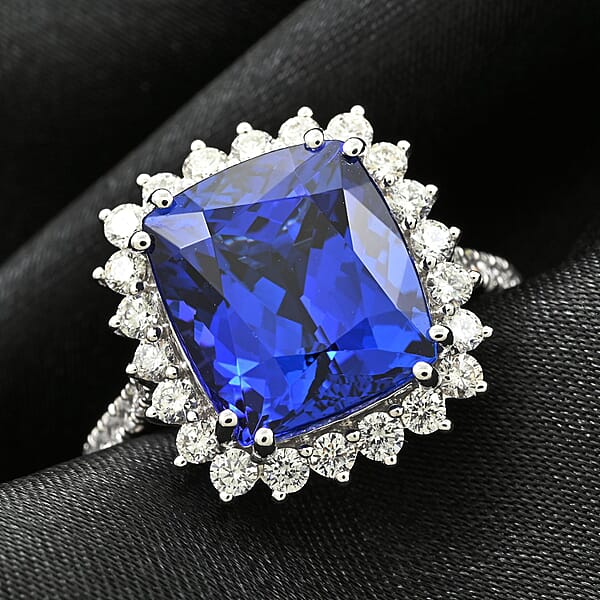 Certified & Appraised Rhapsody AAAA Tanzanite And E-F VS Diamond 7.40 Ctw Ring In 950 Platinum 7.27 Grams