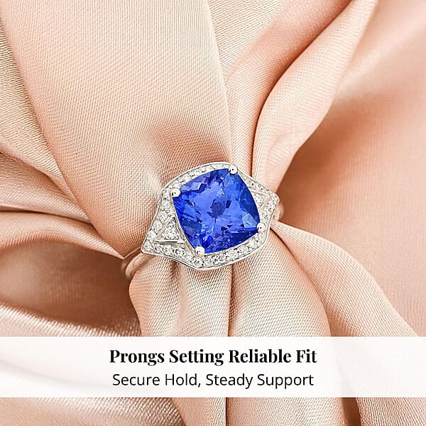 Certified & Appraised Rhapsody AAAA Tanzanite And E-F VS Diamond 4.50 Ctw Ring In 950 Platinum 6.47 Grams