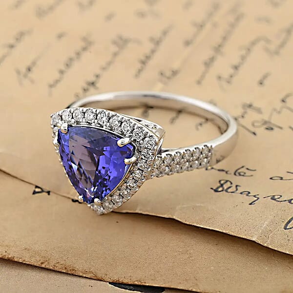 Certified & Appraised Rhapsody AAAA Tanzanite And E-F VS Diamond 4.15 Ctw Ring In 950 Platinum 7.45 Grams