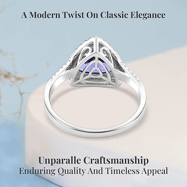 Certified & Appraised Rhapsody AAAA Tanzanite And E-F VS Diamond 4.15 Ctw Ring In 950 Platinum 7.45 Grams
