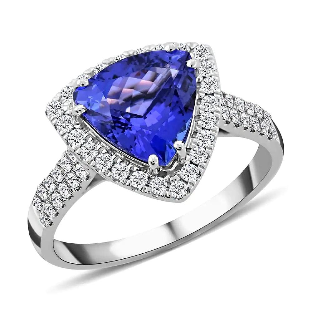 Certified & Appraised Rhapsody AAAA Tanzanite and E-F VS Diamond 4.15 ctw Ring in 950 Platinum 7.45 Grams