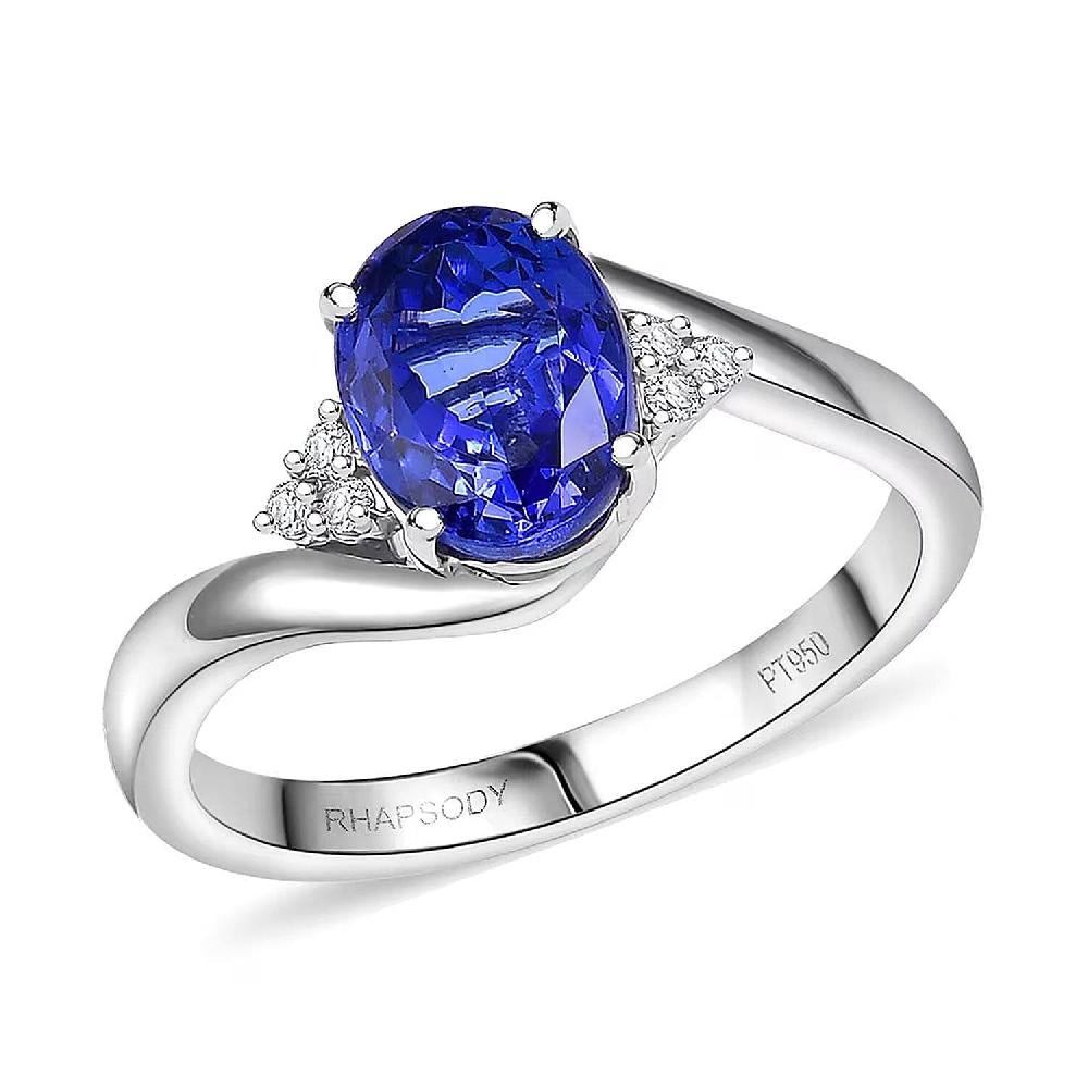 Certified & Appraised Rhapsody AAAA Tanzanite and E-F VS Diamond 2.80 ctw Ring in 950 Platinum 6.25 Grams (Del. in 10-15 Days)