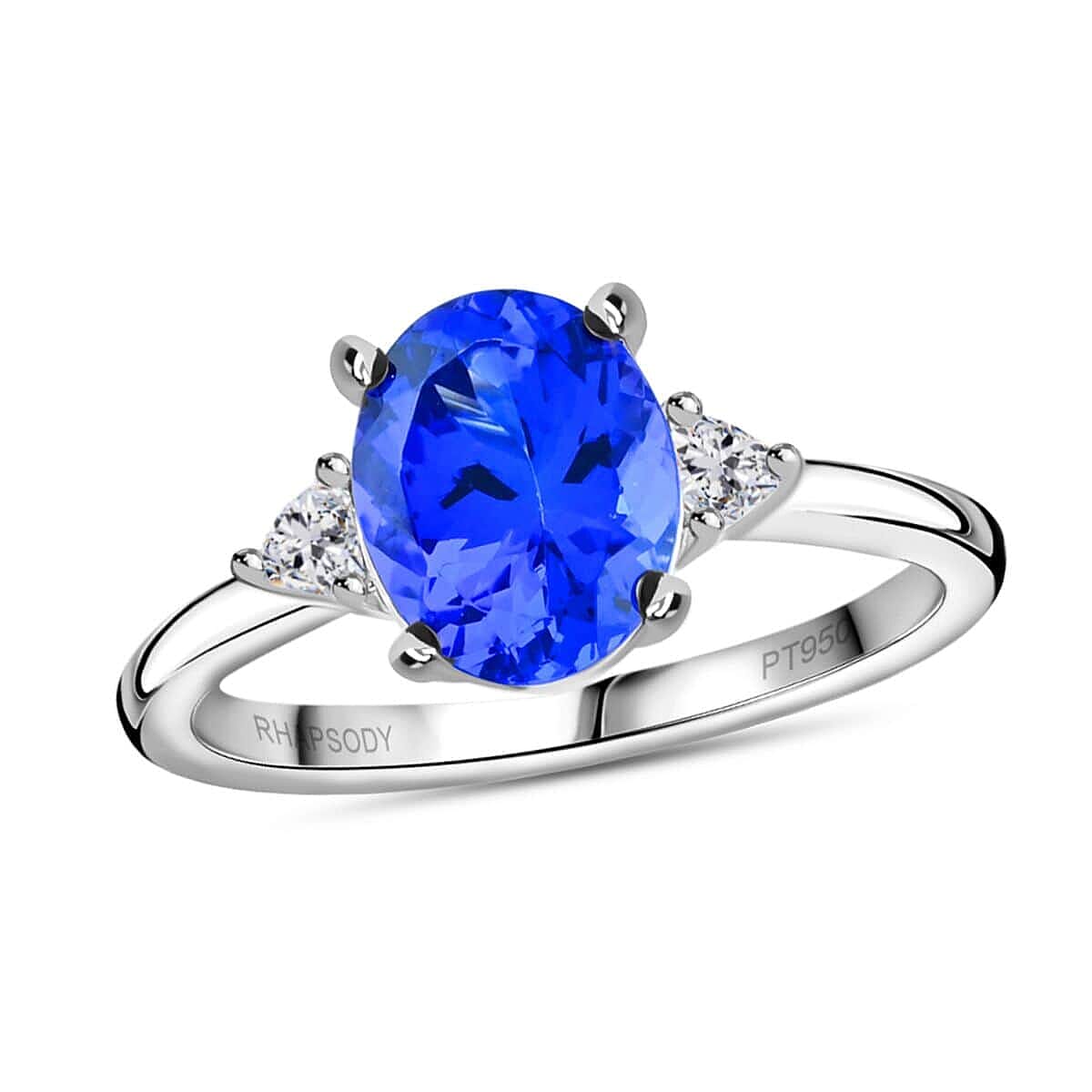 Certified & Appraised Rhapsody AAAA Tanzanite and E-F VS Diamond 2.75 ctw Ring in 950 Platinum 5.20 Grams