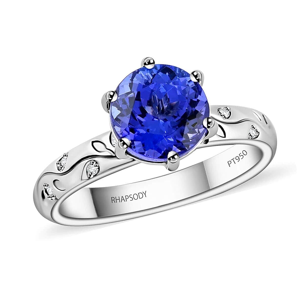 Certified & Appraised Rhapsody AAAA Tanzanite And E-F VS Diamond 2.50 Ctw Ring In 950 Platinum 6.25 Grams