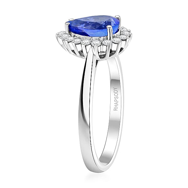 Certified & Appraised Rhapsody AAAA Tanzanite And E-F VS Diamond 2.15 Ctw Ring In 950 Platinum 6.50 Grams
