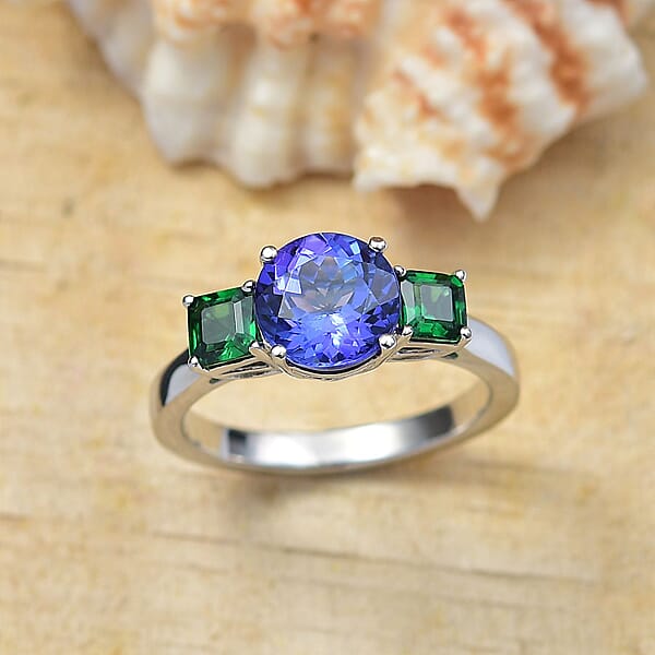 Certified & Appraised Rhapsody AAAA Tanzanite And Tsavorite Garnet 2.86 Ctw Ring In 950 Platinum 5.86 Grams