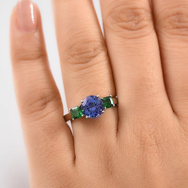 Certified & Appraised Rhapsody AAAA Tanzanite And Tsavorite Garnet 2.86 Ctw Ring In 950 Platinum 5.86 Grams
