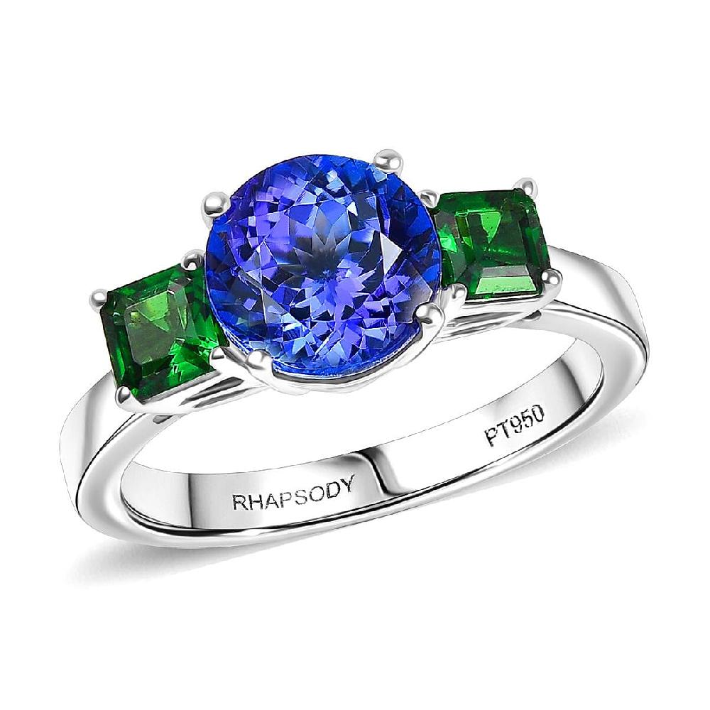 Certified & Appraised Rhapsody AAAA Tanzanite and Tsavorite Garnet 2.86 ctw Ring in 950 Platinum 5.86 Grams