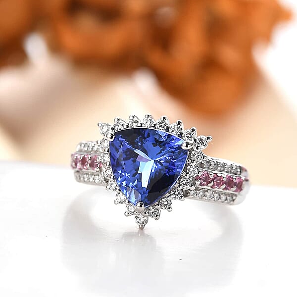 Certified & Appraised Rhapsody AAAA Tanzanite Mahenge Spinel And E-F VS Diamond 3.75 Ctw Ring In 950 Platinum 7.60 Grams
