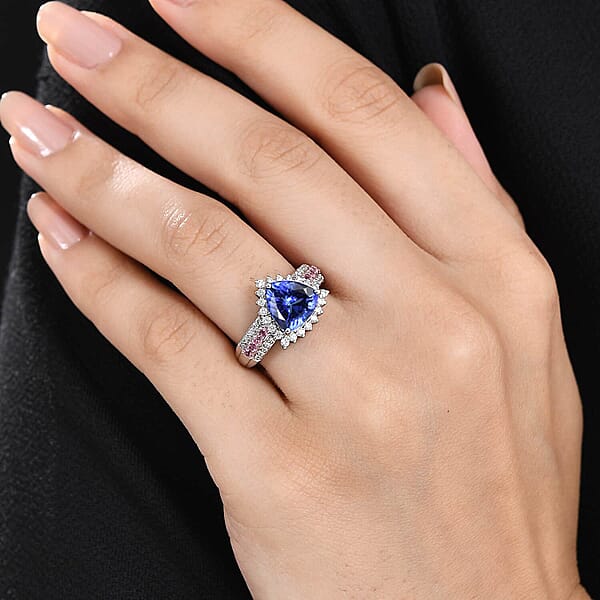 Certified & Appraised Rhapsody AAAA Tanzanite Mahenge Spinel And E-F VS Diamond 3.75 Ctw Ring In 950 Platinum 7.60 Grams