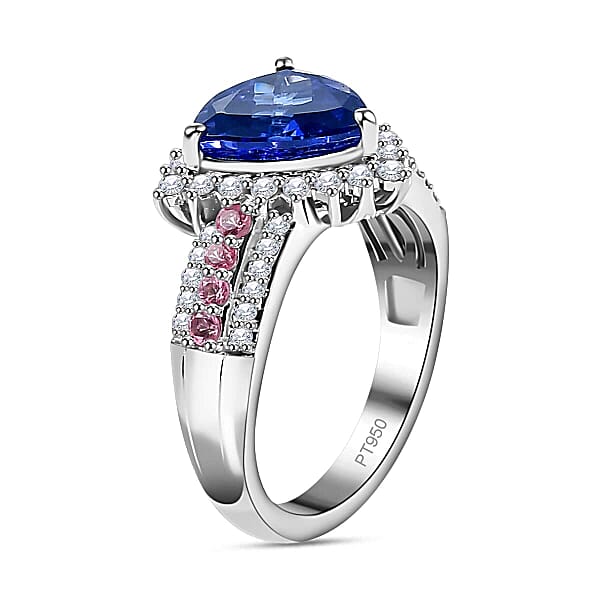 Certified & Appraised Rhapsody AAAA Tanzanite Mahenge Spinel And E-F VS Diamond 3.75 Ctw Ring In 950 Platinum 7.60 Grams